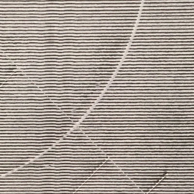 parallel lines on a canvas, interrupted by a thicker circle line